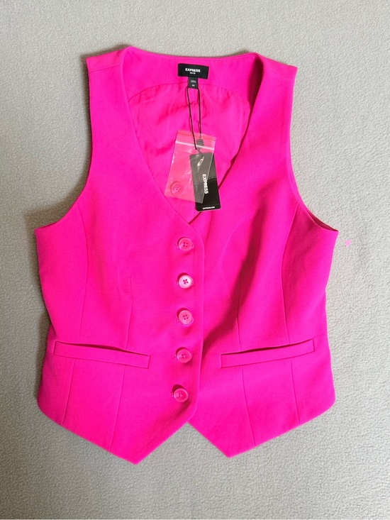 Express Accessories - Express Vibrant Fuchsia Button Front Vest